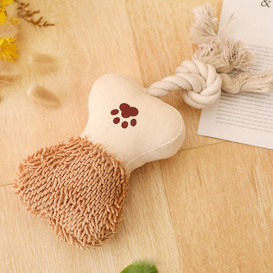 Juguete de peluche con cuerda para perros, forma de hueso con textura resistente